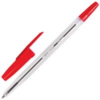 Ручка шариковая BRAUBERG Line, КРАСНАЯ, корпус прозрачный, узел 1мм, линия письма 0,5мм, 141341