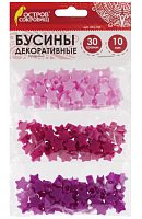 Бусины для творчества ЗВЕЗДЫ, 10мм, 30г., св.розовые, розовые, фиолетовые, ОСТРОВ СОКРОВИЩ, 661250