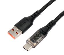 Кабель USB2.0 Cablexpert CCP-USB2-AMCM-SCR-1M, AM/Type-C, 6A, 66Вт, QC3.0, дисплей, оплетка, медь, 1