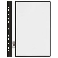 Папка-скоросшиватель с 10 вкладышами СТАММ с перфорацией, А4, 160мкм, пластик, черная  