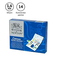 Акварель Winsor&Newton "Cotman", 14цв, малая кювета, кисть "Cotman" сер111, пласт коробка