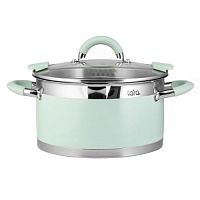 LR02-543 Кастрюля LARA (нерж) MINT 22x12см, 4,4л, носик, индукционное дно, крышка с бортом