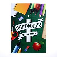 Портфолио в папке с креплением "Портфолио школьника", 6 листов, 21,5х30 см 