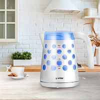 Чайник эл 1,7л VITEK VT-7048, 2200Вт, контроллер Strix, узор из прозрач пластика
