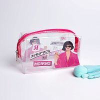 Косметичка-пенал из прозрачного PVC "Я девочка, мне можно", 14х8 см    