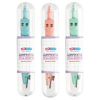 Циркуль ArtSpace металлический, 115мм, пластиковый пенал, пастельные цвета ассорти  