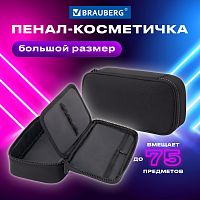 Пенал-косметичка BRAUBERG, 1 отделение, органайзер, полиэстер, 22х11,5x6 см, черный, 272309
