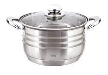 LR02-584 Кастрюля LARA (нерж) серия SONATA 22x13см <4.9л> капс. индукц. дно, комбо-полировка, крыш