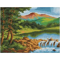 Алмазная мозаика ТРИ СОВЫ "Горная река", 30*40см, холст на деревянном подрамнике, картонная коробка 