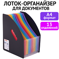 Лоток-органайзер вертикальный для бумаг и документов, 13 отделений, BRAUBERG DOCS, А4 черный, 271153