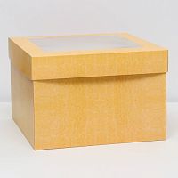 Коробка складная, крышка-дно,с окном, крафт, 30 х 30 х 20 см   10363062