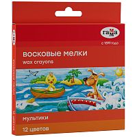 Мелки восковые Гамма "Мультики", 12цв., круглые, картон, европодвес NEW