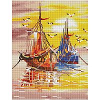 Алмазная мозаика ТРИ СОВЫ "Закат на море", 30*40см, холст на деревянном подрамнике, картонная коробк