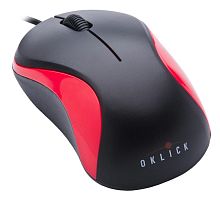 Мышь Оклик 115S черный/красный оптическая (1000dpi) USB для ноутбука (3but)