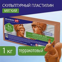 Пластилин скульптурный BRAUBERG ART CLASSIC терракотовый, 1кг, мягкий, 106523