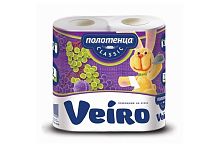 Полотенца бумажные быт., спайка 2 шт., 2-х слойные, (2х12,5 м), VEIRO (Вейро), белые, 5п22,ш/к 90995