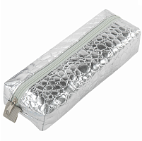 Пенал-косметичка BRAUBERG, "крокодиловая кожа", 20х6х4см, Ultra silver, 270851