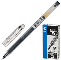 Ручка гелевая PILOT Super Gel, ЧЕРНАЯ, корпус прозрачный, узел 0,5мм, линия 0,3мм 