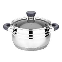 LR02-470 Кастрюля LARA (нерж) серия <MERCURY> 16см, 2.1л, стал.ручки, капсул индук дно, жароп.крышка